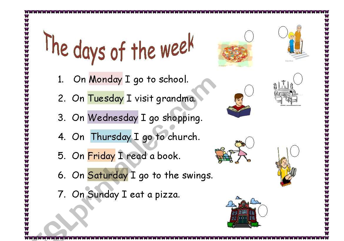 The days of the week worksheet