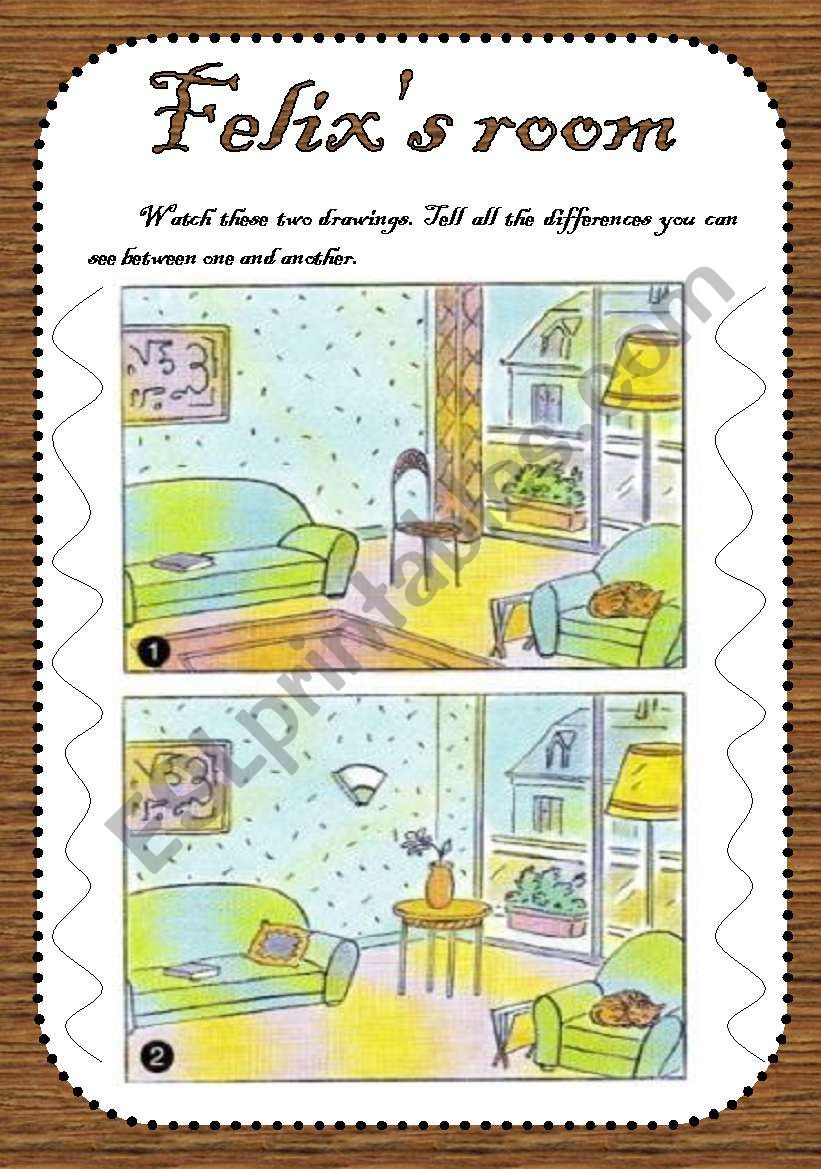 Felixs room worksheet