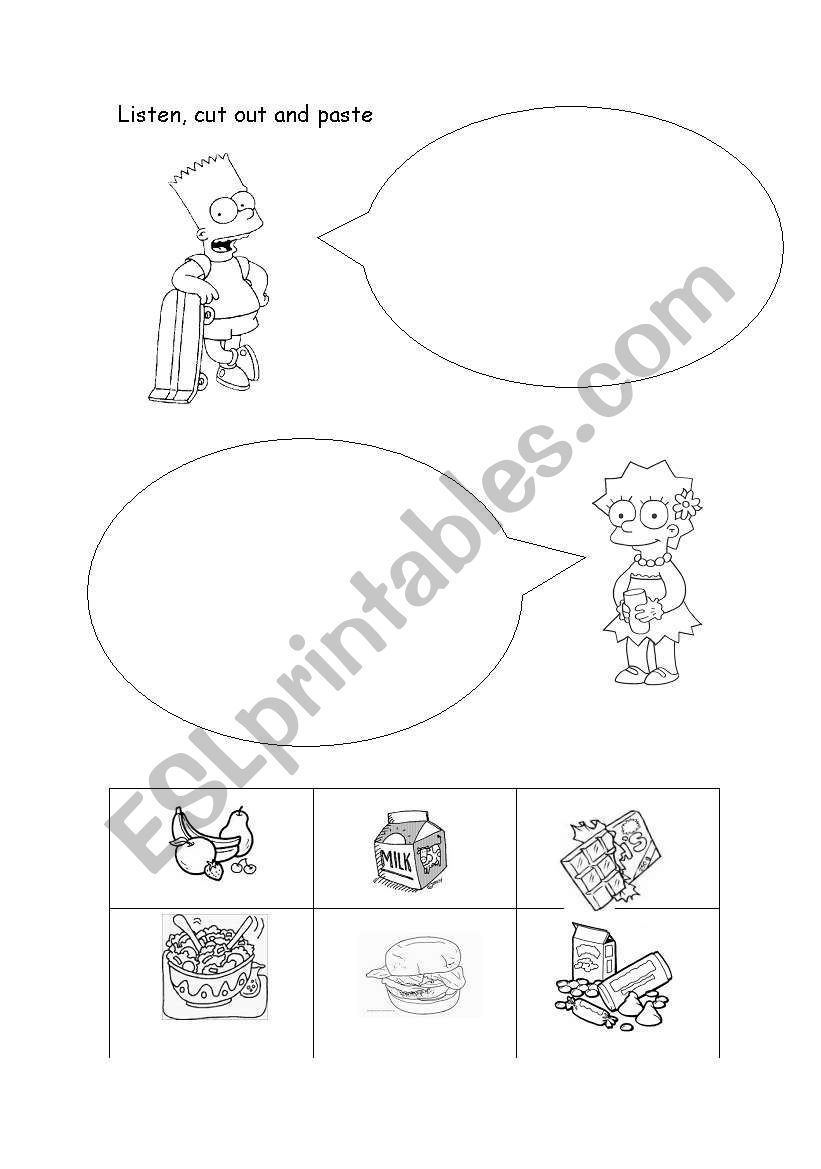A healthy menu worksheet