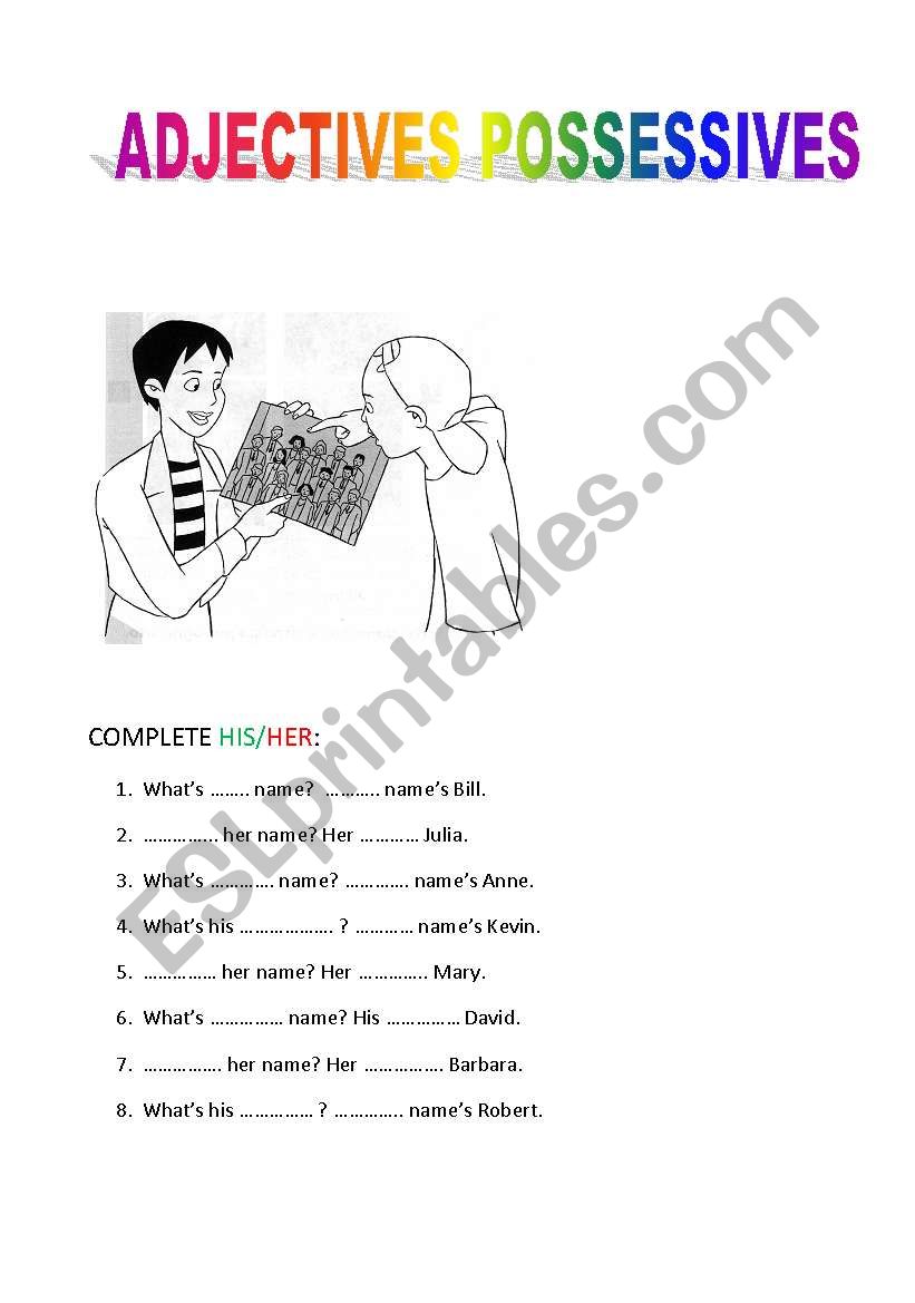 adjectives possessives worksheet