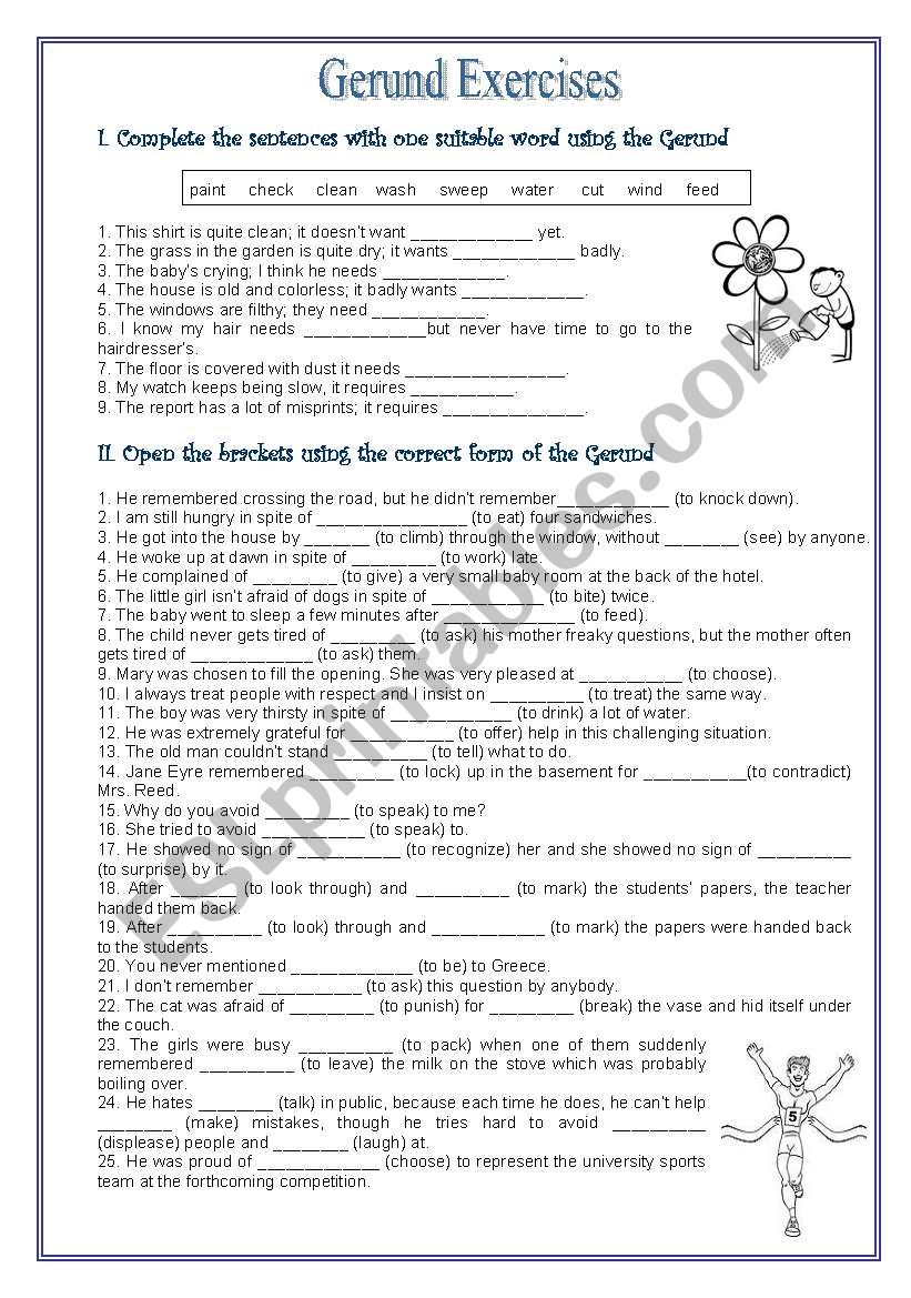 Gerund exercises worksheet