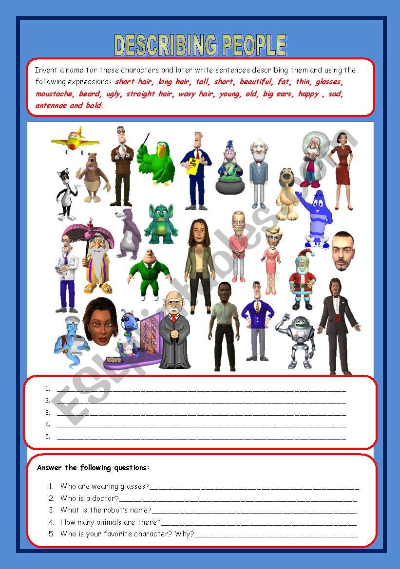 DESCRIBING PEOPLE worksheet