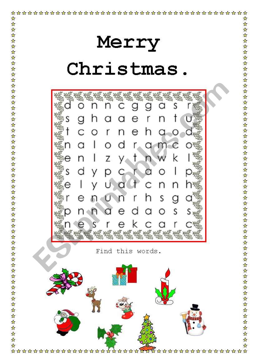 Christmas Wordsearch worksheet