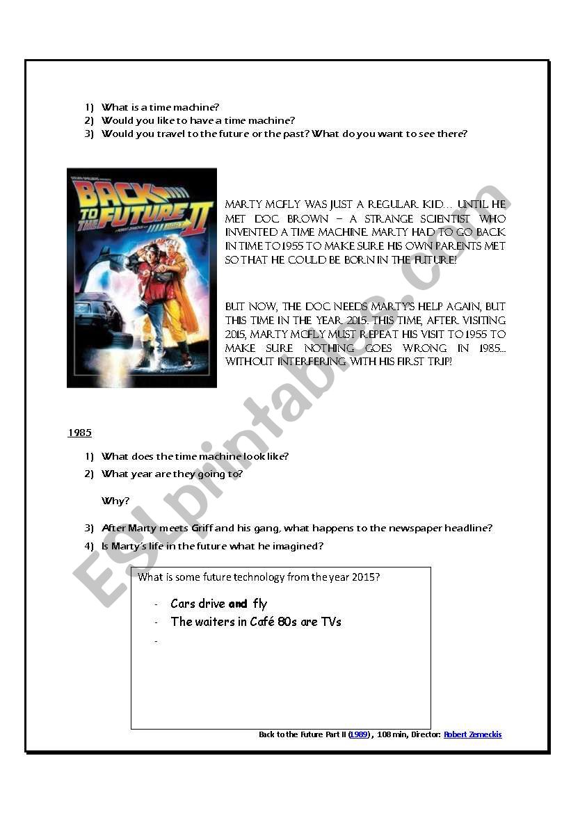 Back to the Future Part II worksheet