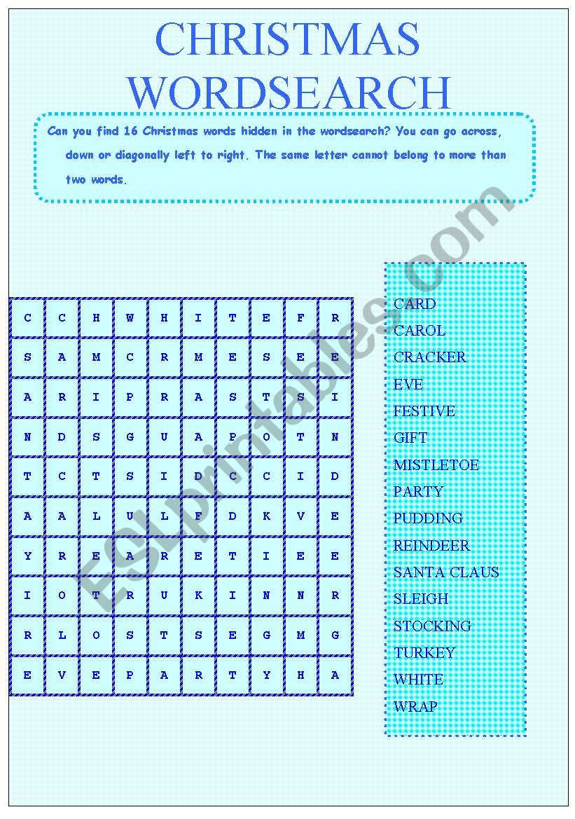 CHRISTMAS WORDSEARCH worksheet