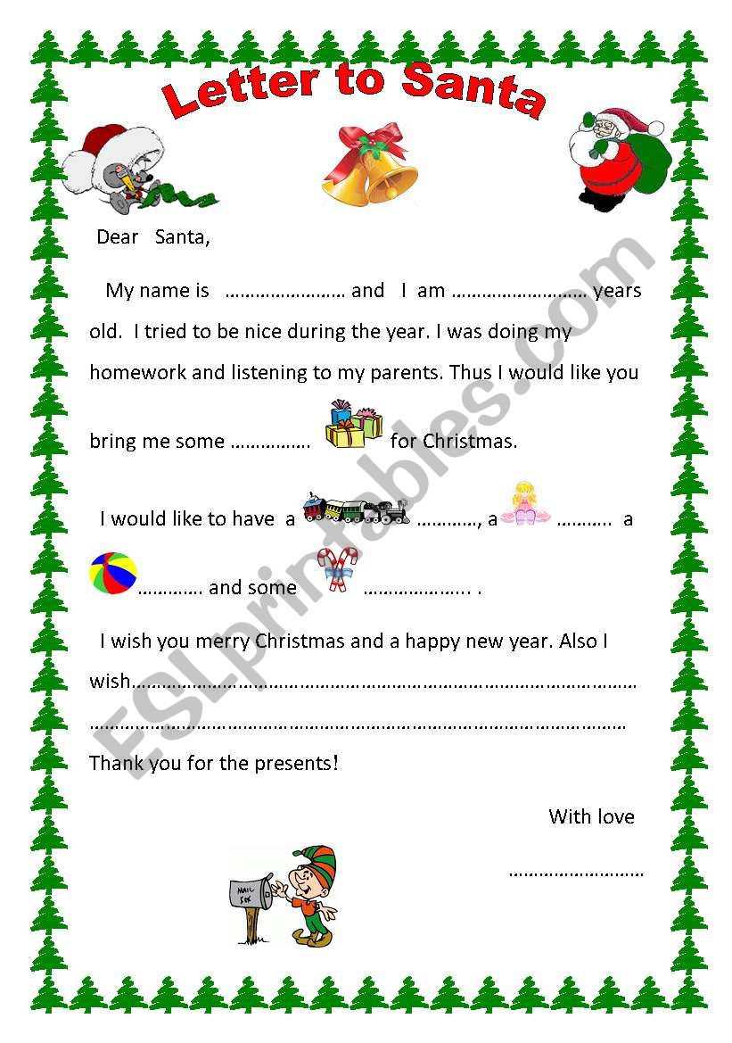 Letter to Santa Claus worksheet