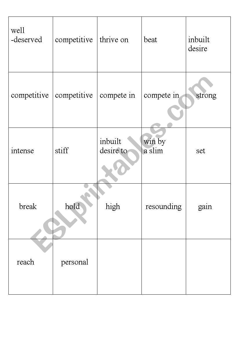 Sports-related collocations worksheet