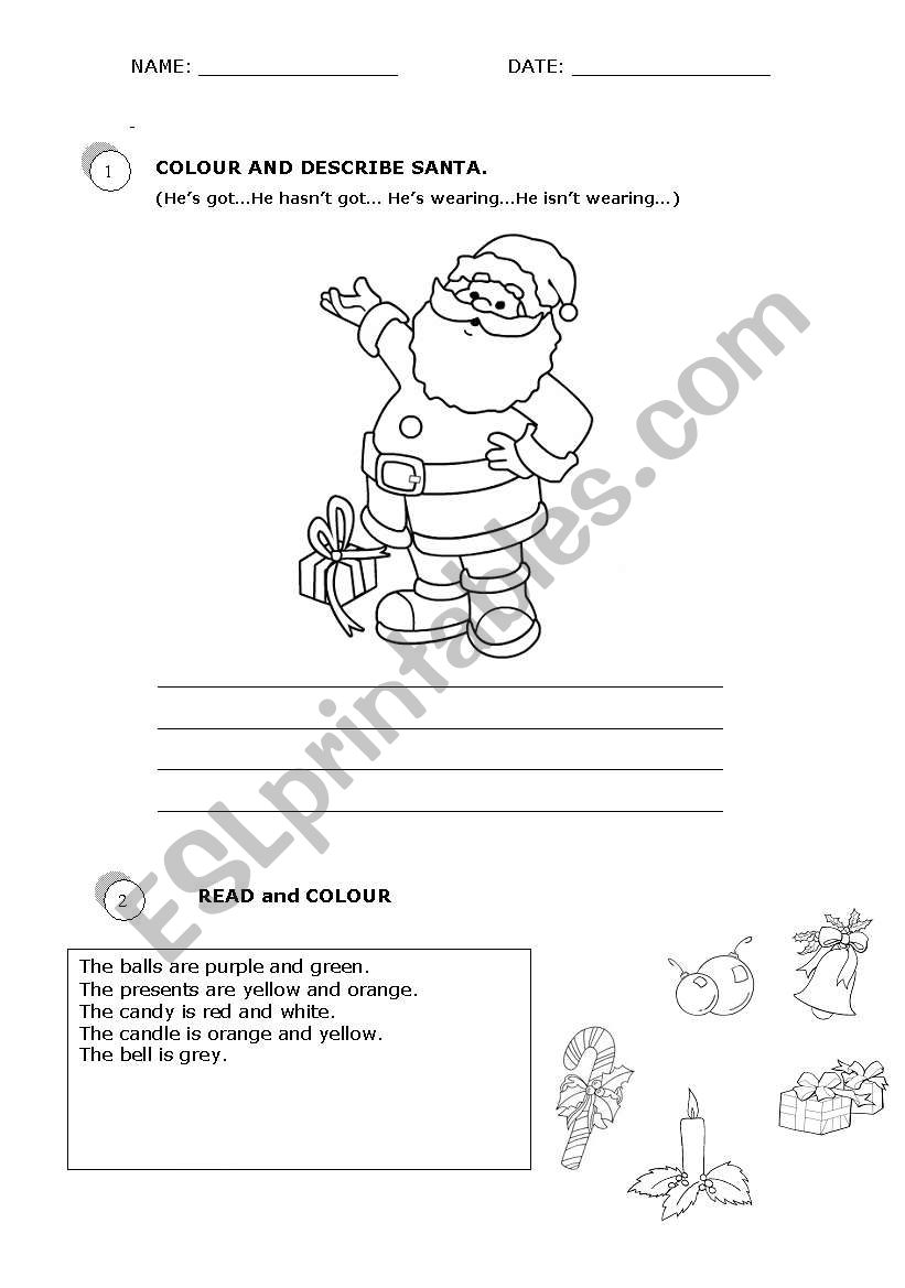 Chirstmas homework worksheet