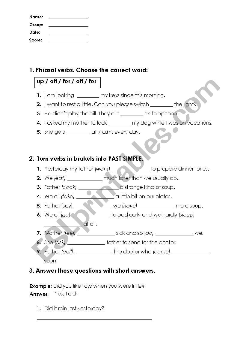 Test  worksheet