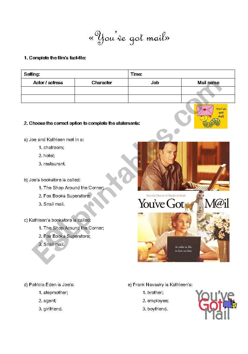 DVD Worksheet - YouÂ´ve got mail