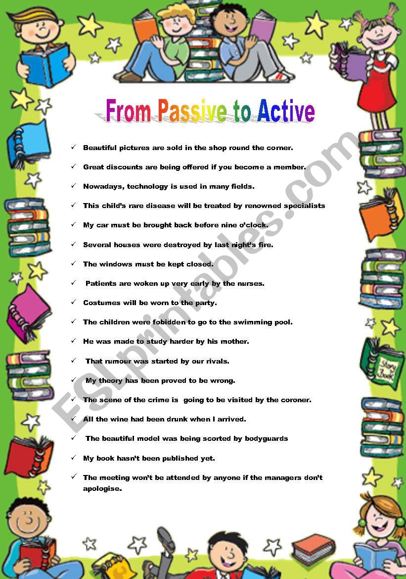 From Passive to Active worksheet