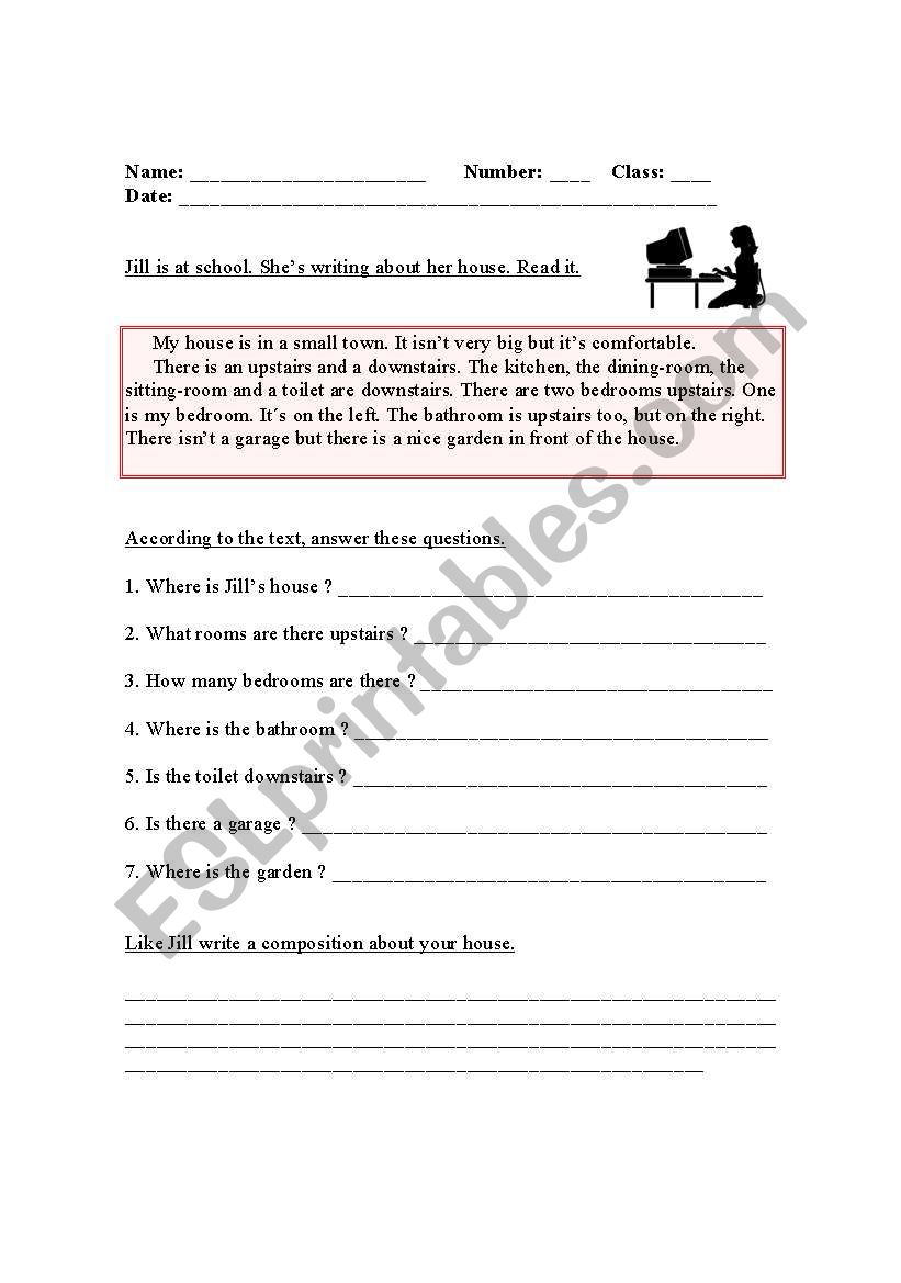 Worksheet -Jills house worksheet