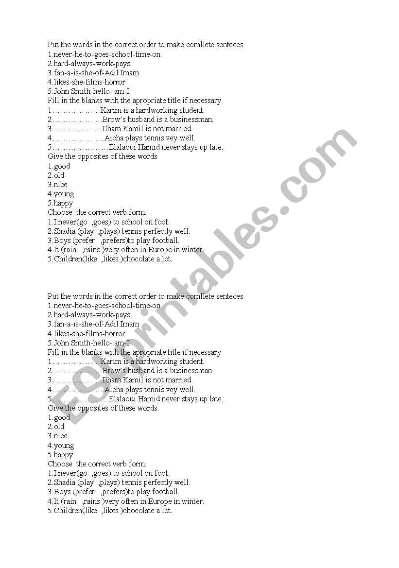 grammar and vocabulary worksheet