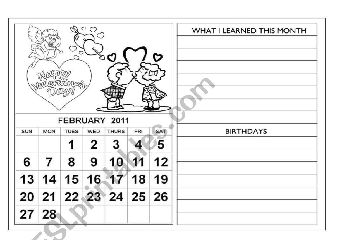 Calendar 2011 - February and March + diaries