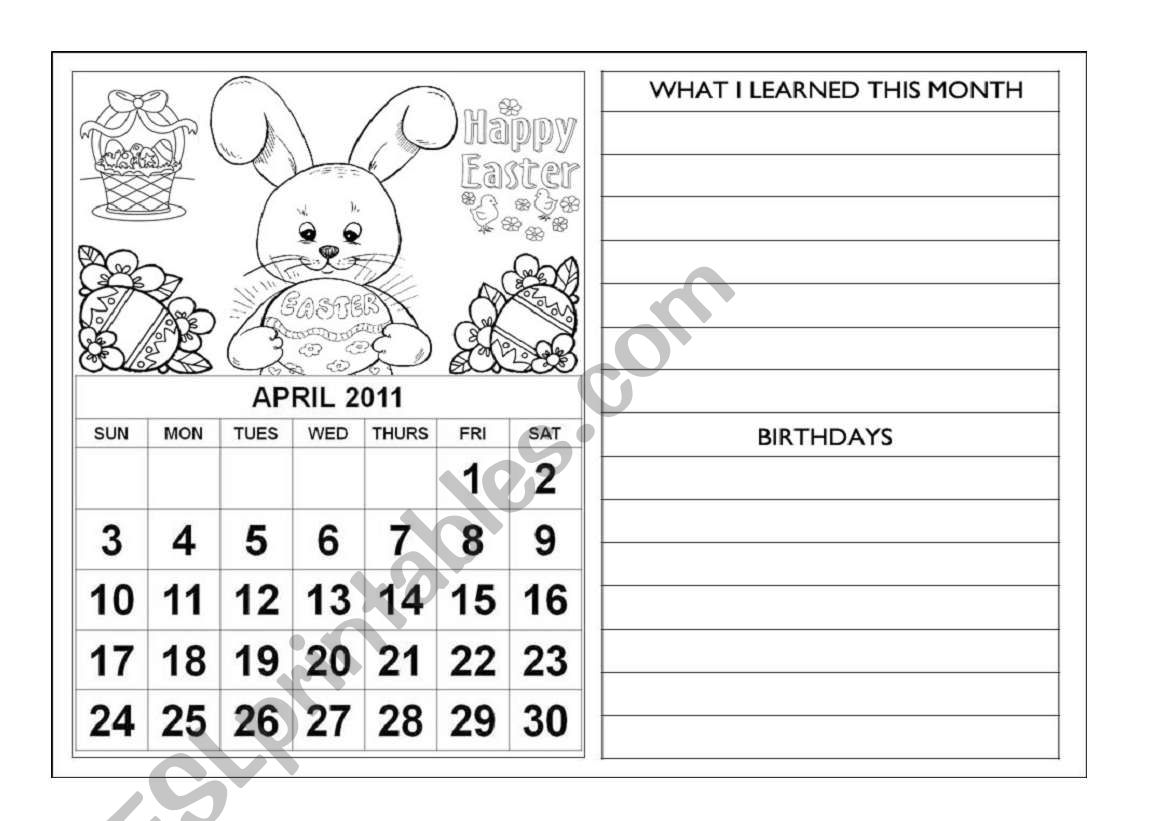 Calendar 2011 - April , May and June + diaries