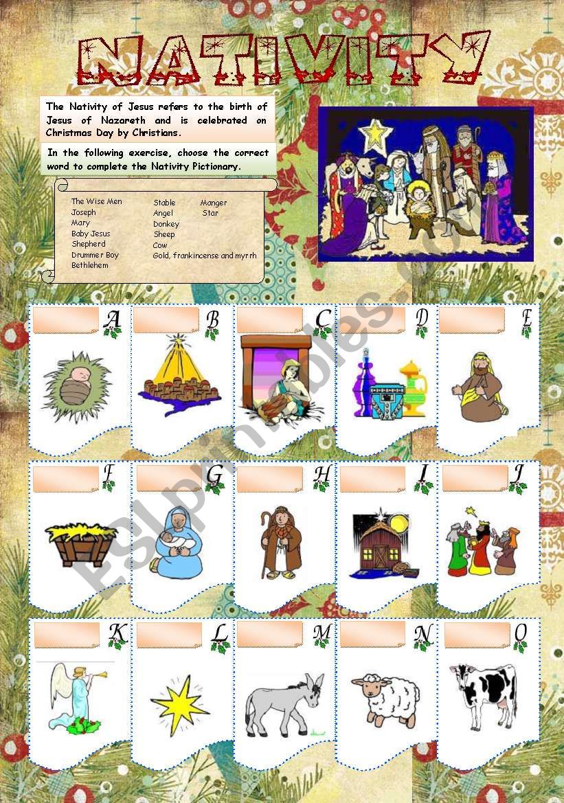 CHRISTMAS - NATIVITY VOCABULARY