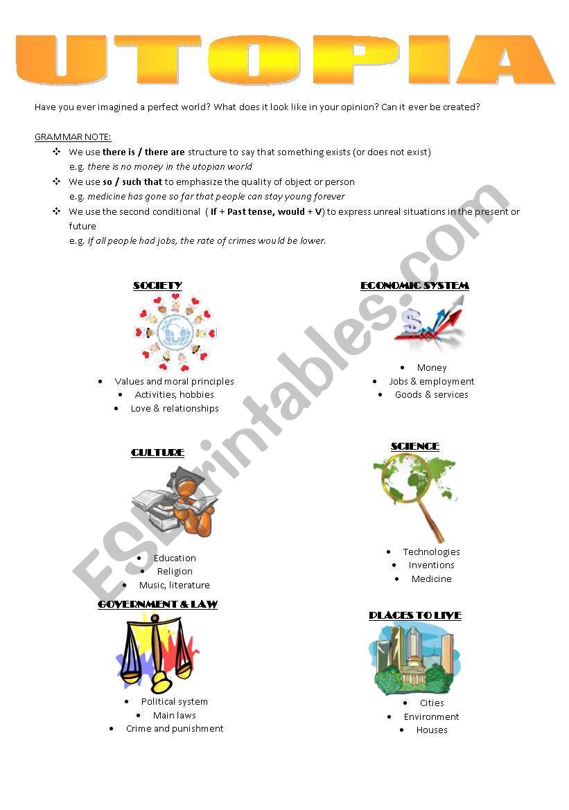 Utopia worksheet