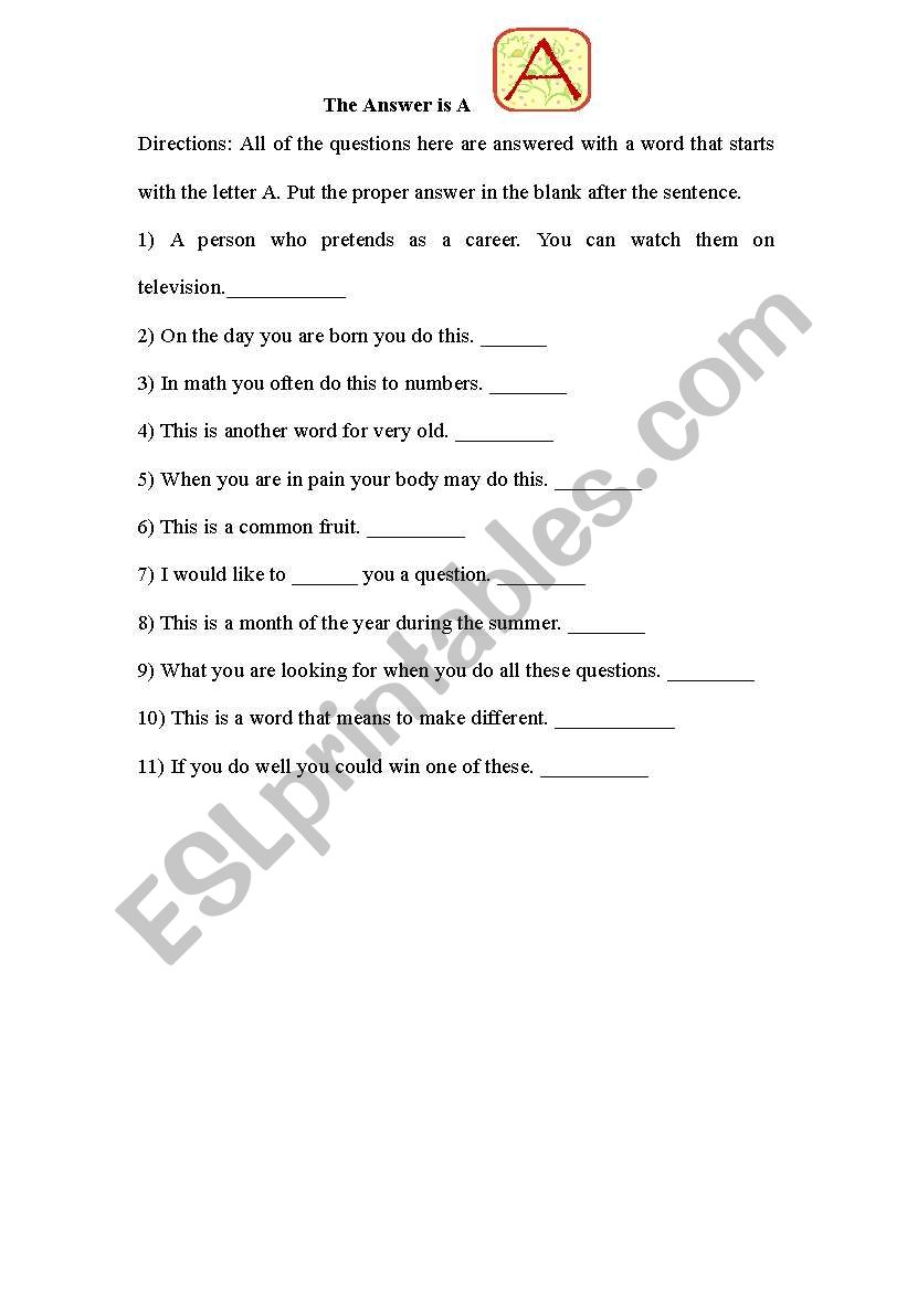 The answer is A worksheet