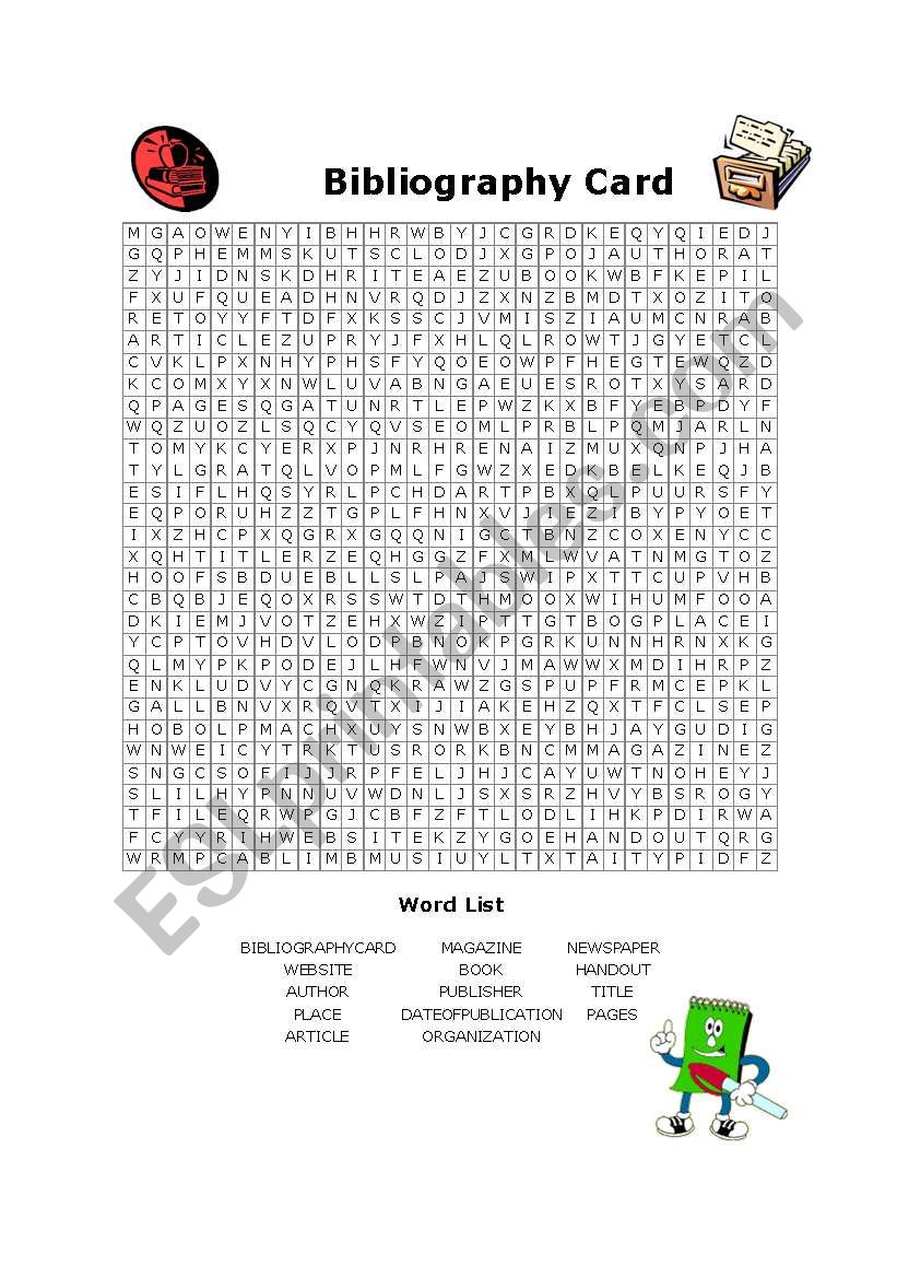 bibliography Card puzzle worksheet