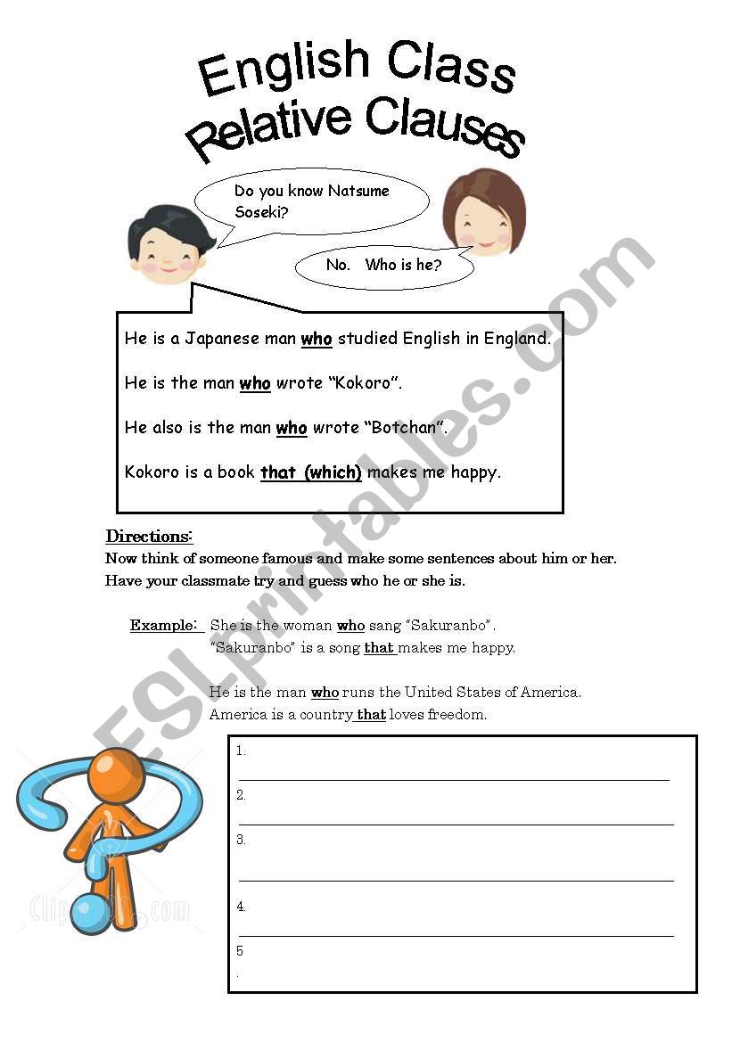 Relative Clauses in Action worksheet