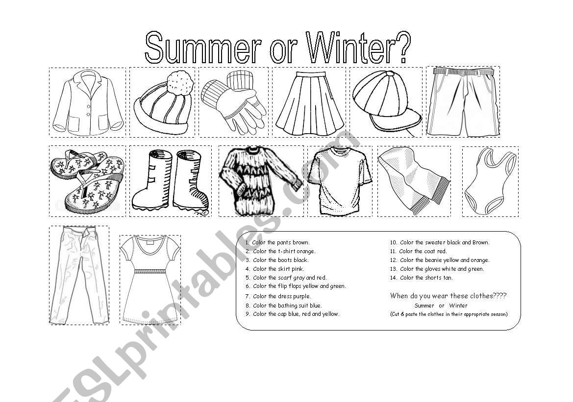 Clothes for Summer or Winter? (2 pages)