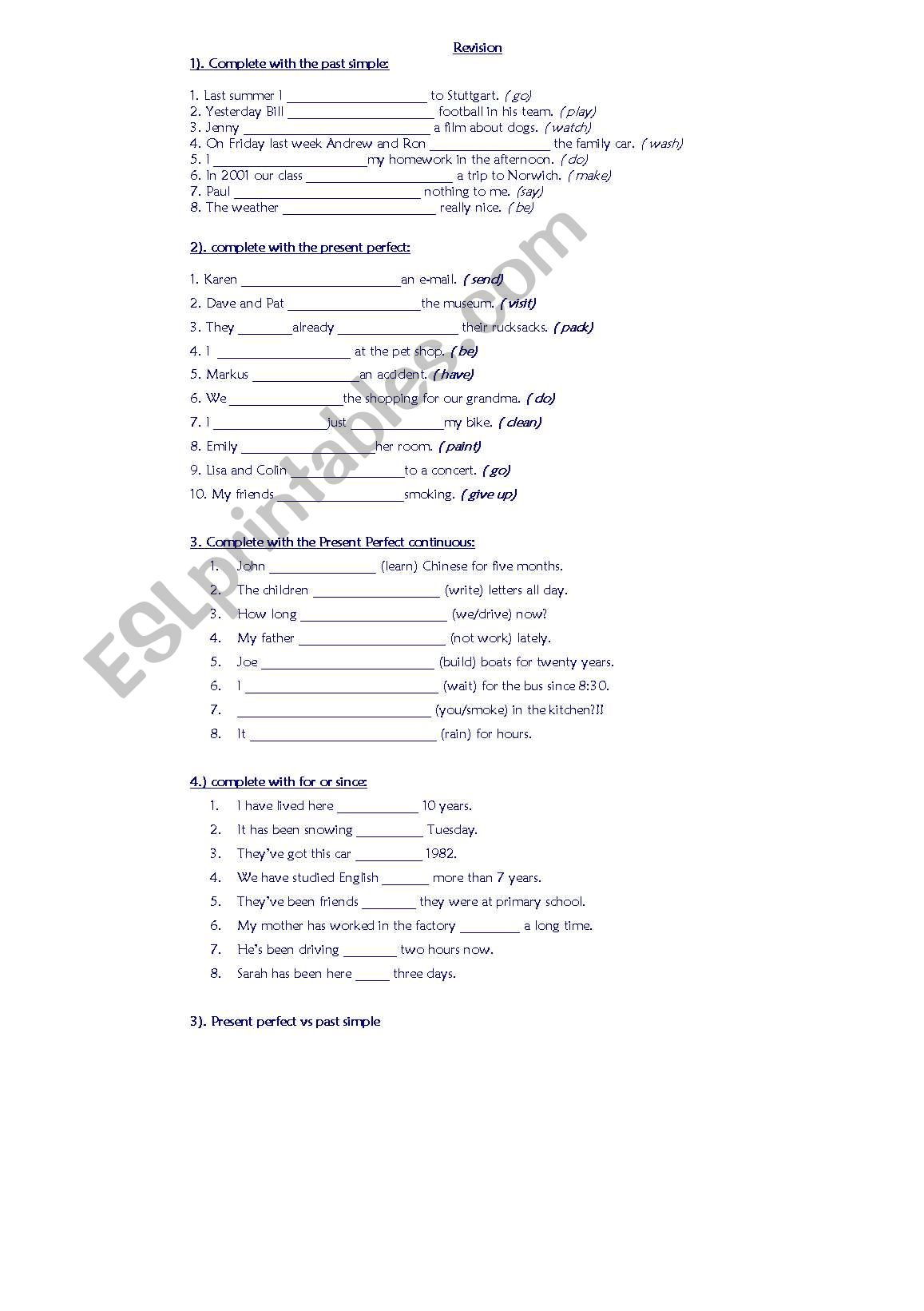 general revision  worksheet