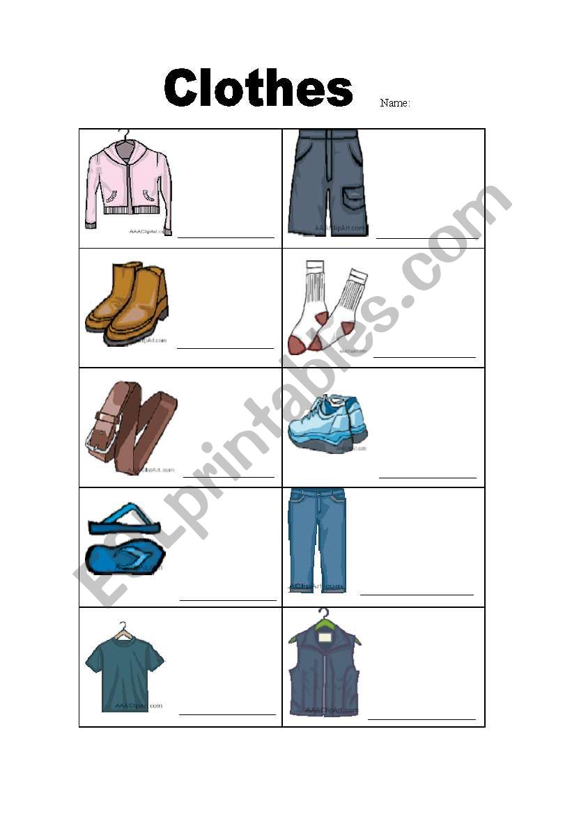 Clothes Vocabulary Worksheet worksheet