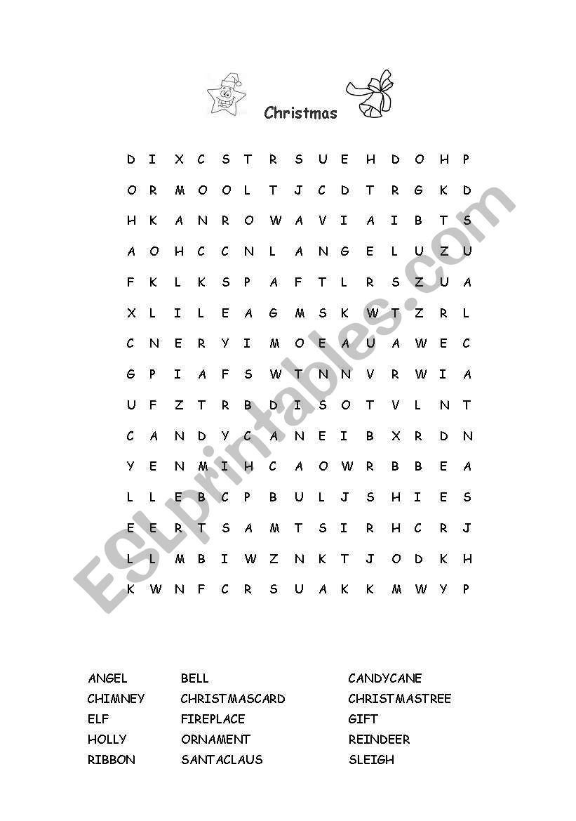 Christmas vocabulary word search 