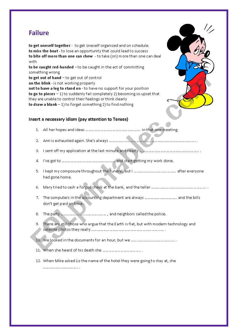 Failure Idioms worksheet