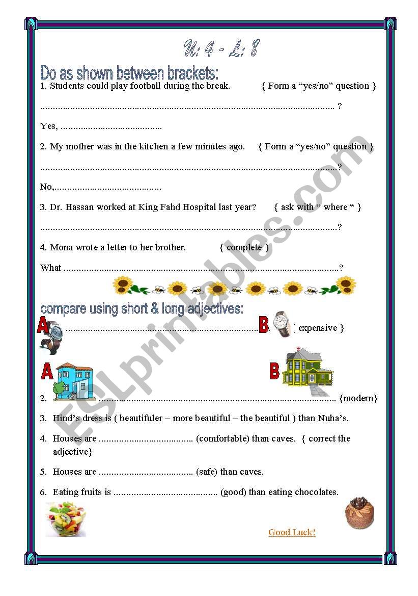 Revision for making Questions & comparing