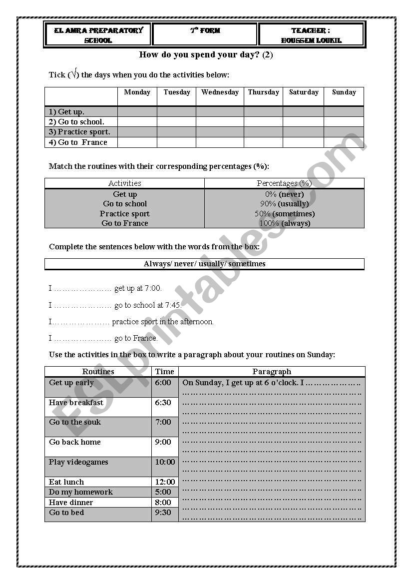 Frequency Adverbs  worksheet