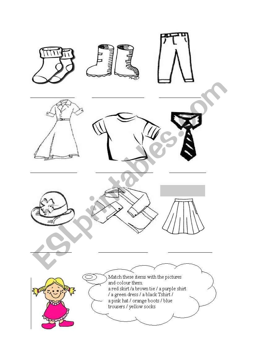 clothes and colours worksheet