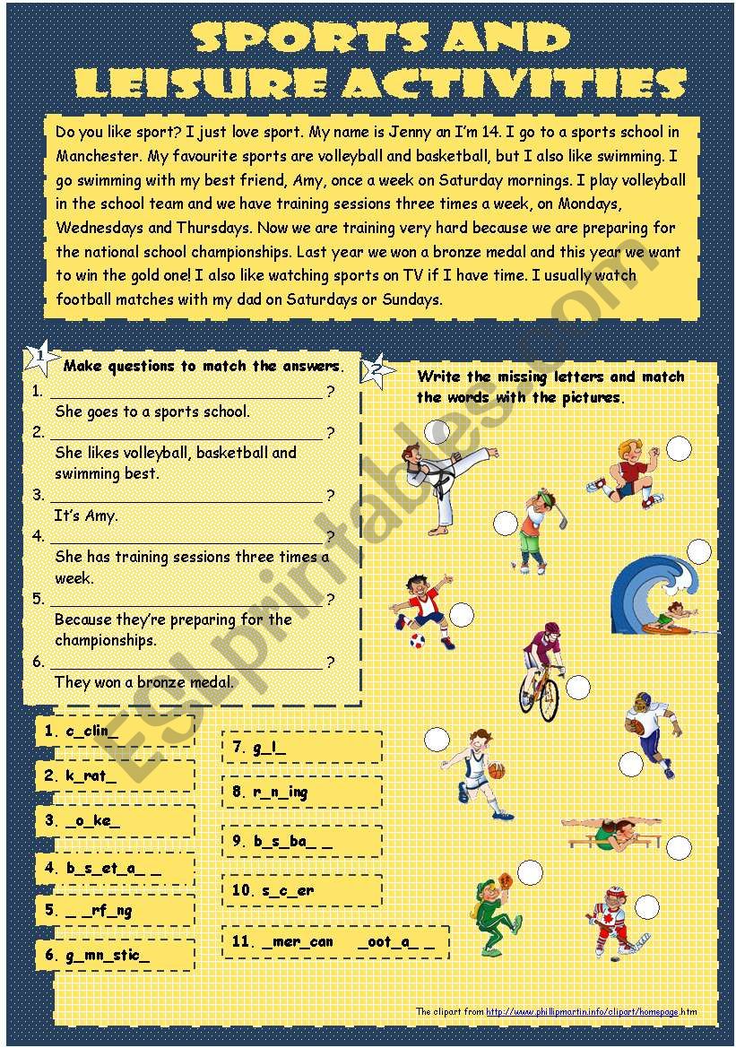 Sports & Leisure activities worksheet