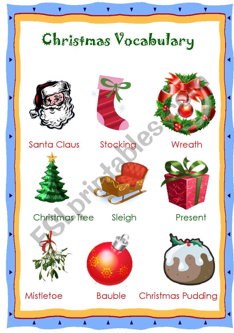 Christmas Vocabulary worksheet