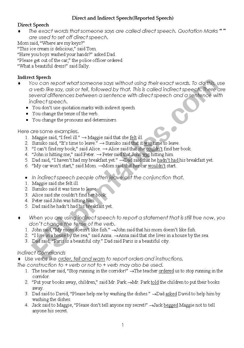 Direct&Indirect worksheet