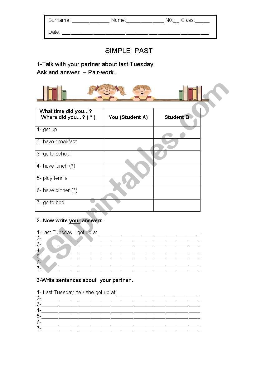 SIMPLE  PAST worksheet