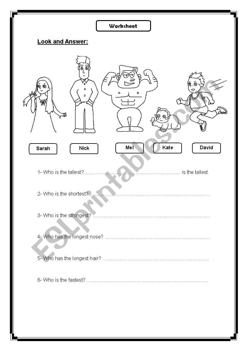 Superlatives worksheet