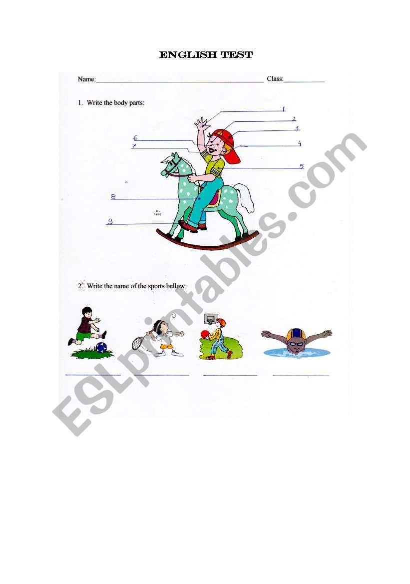 English Test worksheet