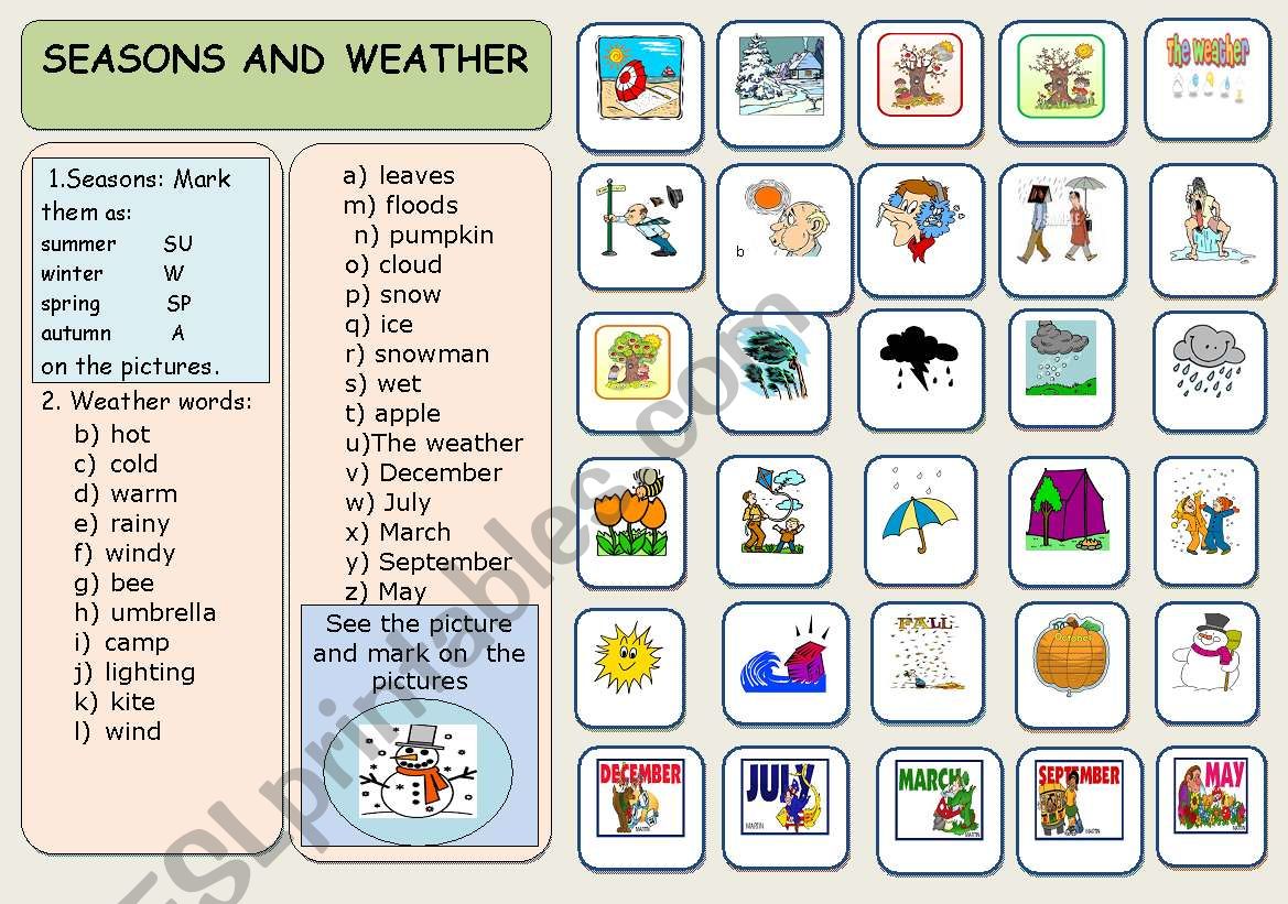 Seasons and Weather worksheet