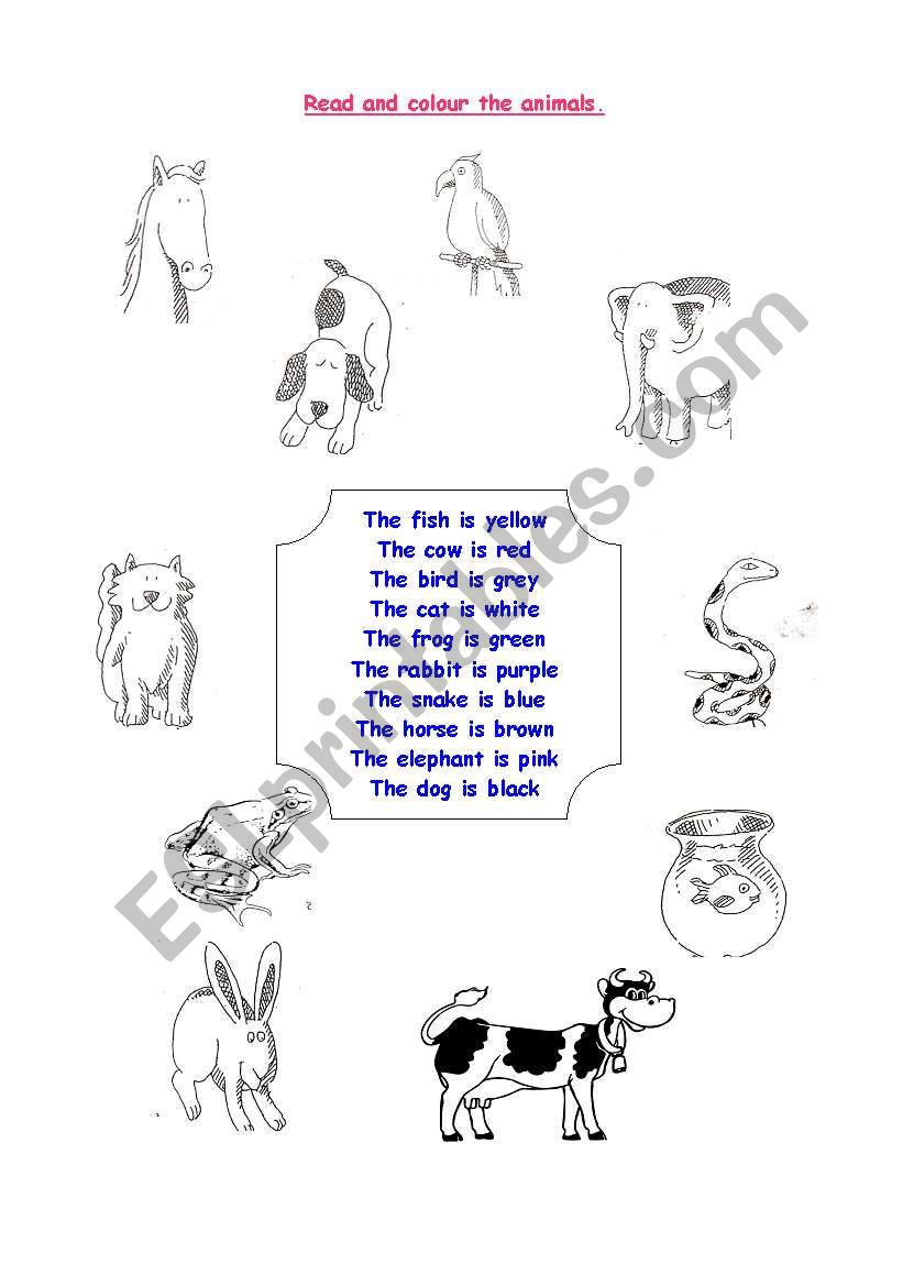 Colour the animals worksheet