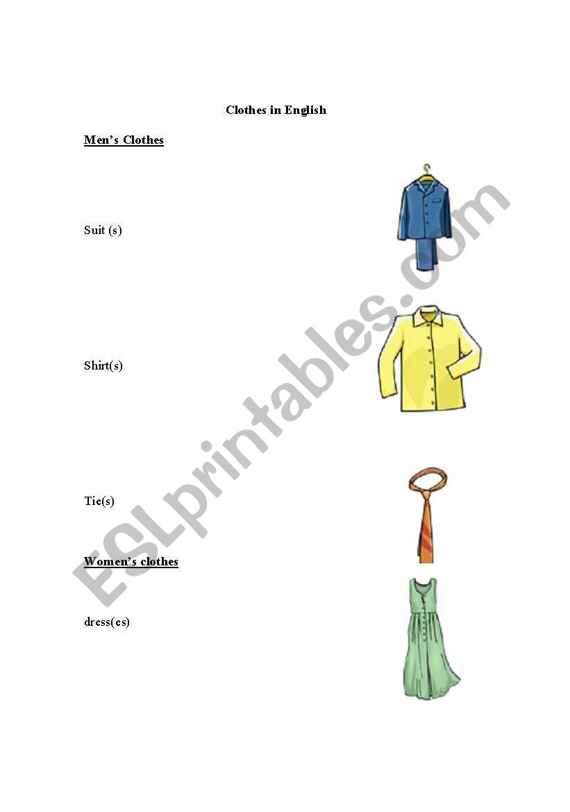 clothes word scramble worksheet