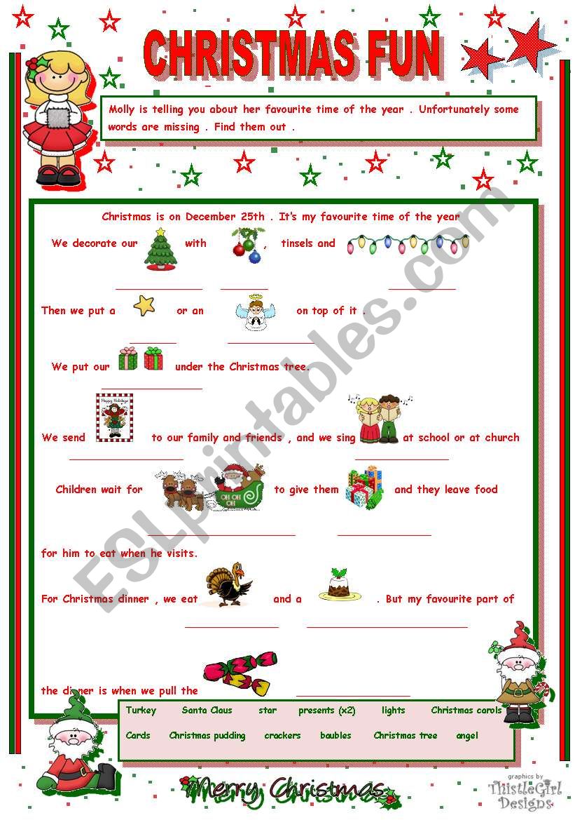 CHRISTMAS FUN WITH MOLLY worksheet