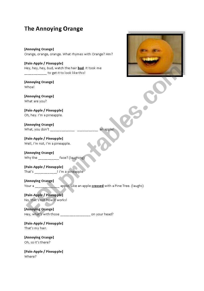 The Annoying Orange - Vocabulary