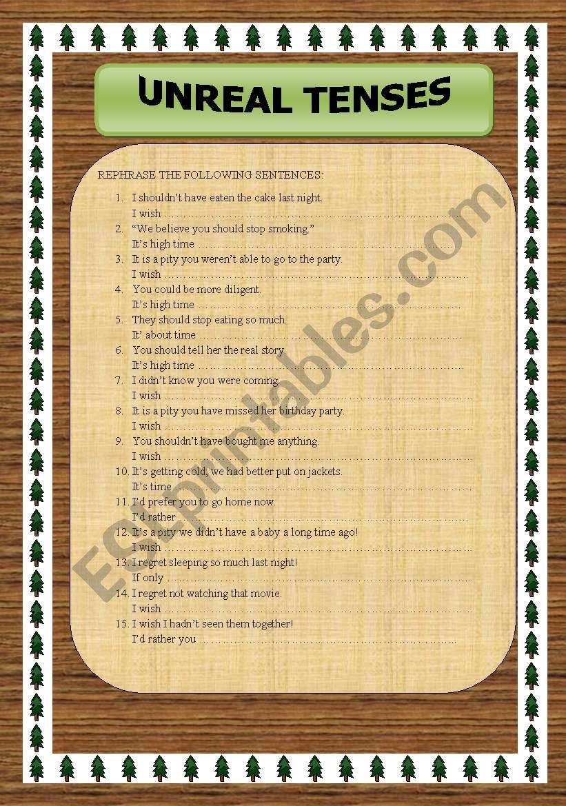 Unreal tenses worksheet