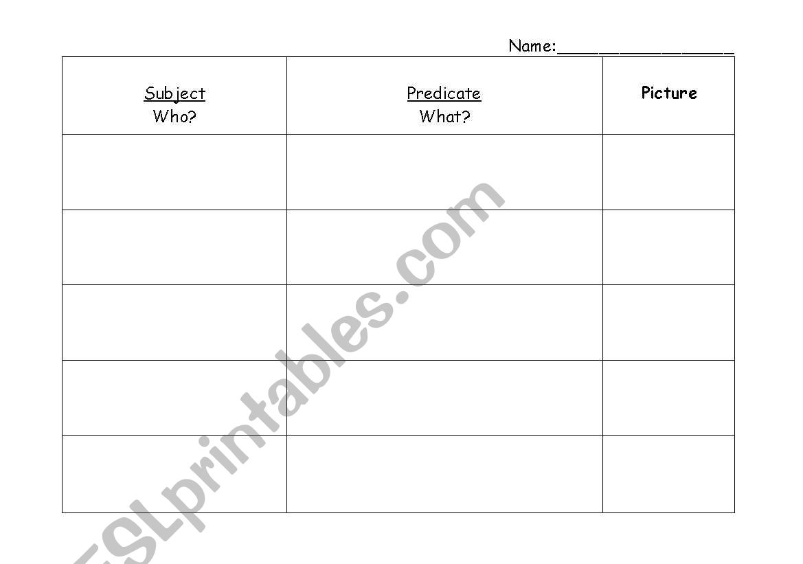 Subject & Predicates with Fruit & Vegetables