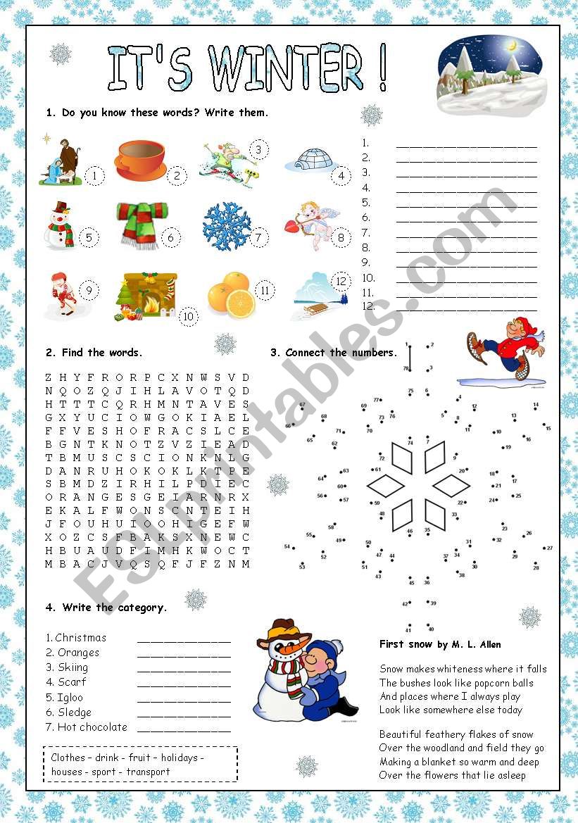 ITS WINTER! worksheet