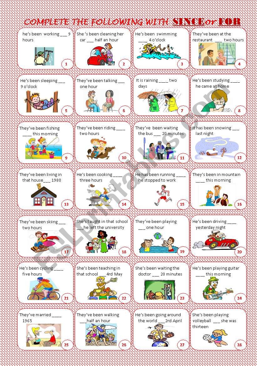 FOR OR SINCE -EDITABLE- worksheet