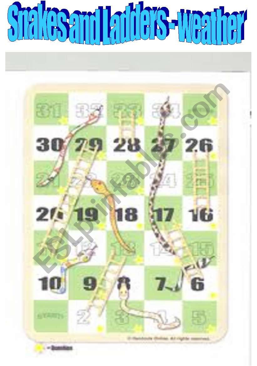 Snakes and Ladders - Weather worksheet