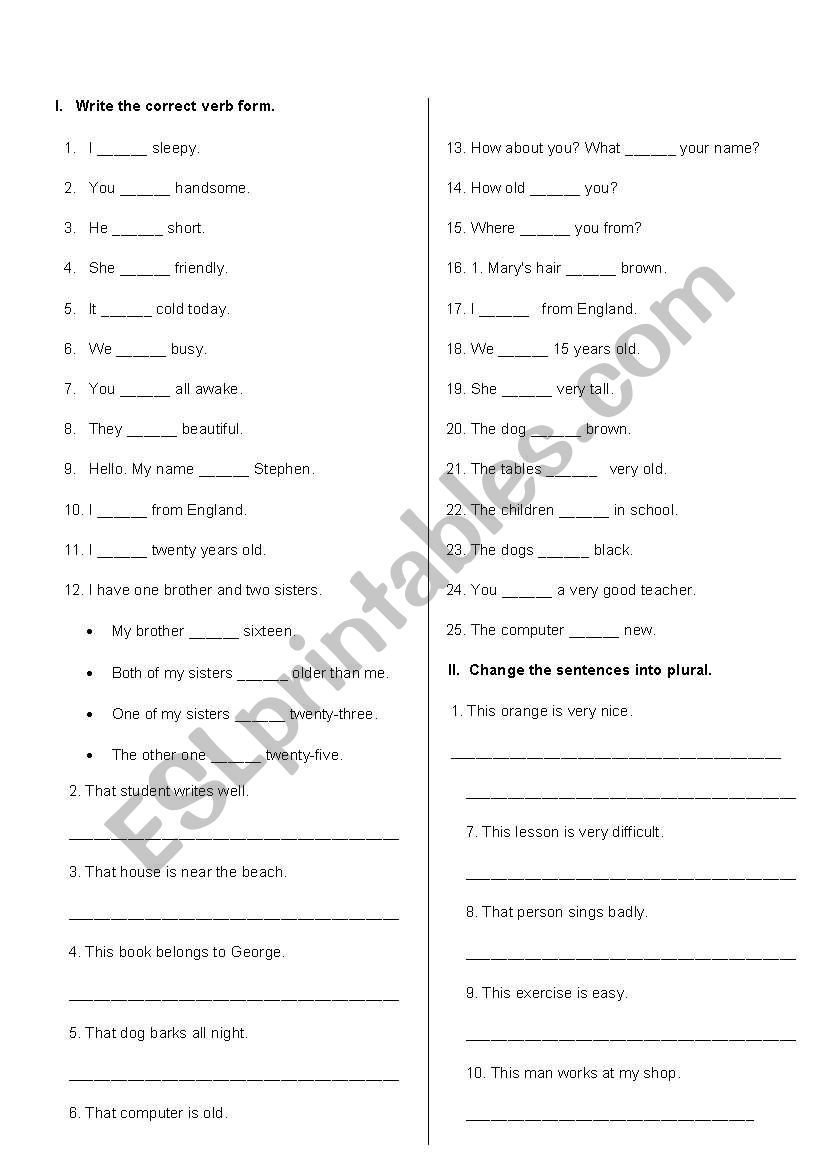 verbs worksheet