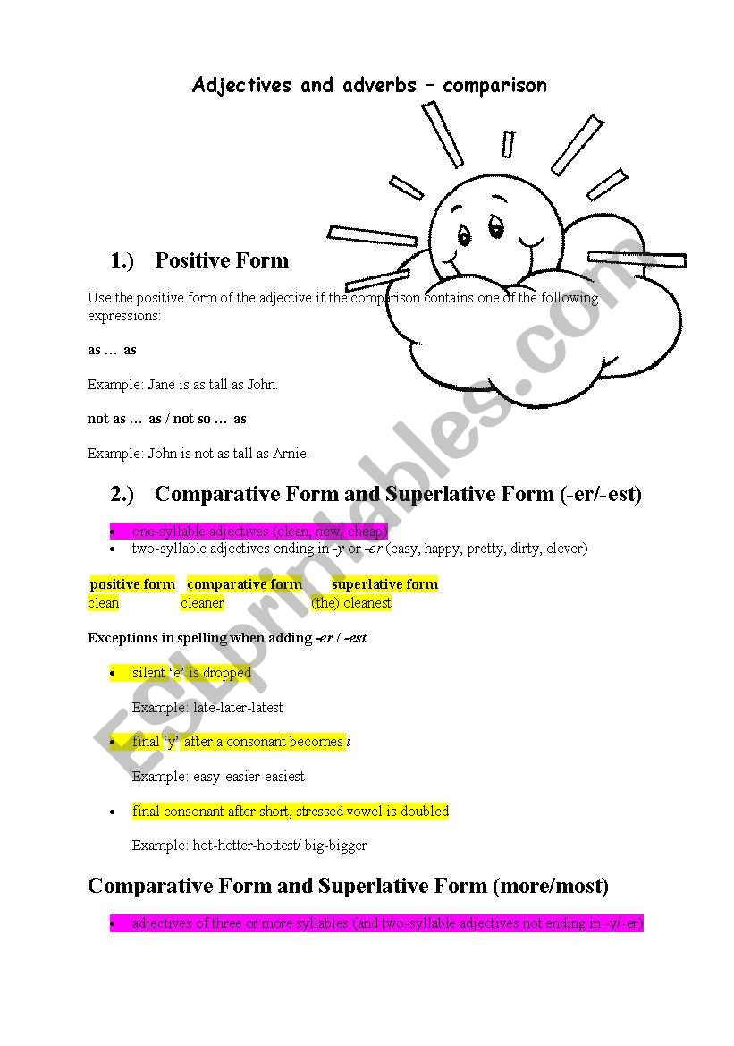 Adjective comparatives worksheet